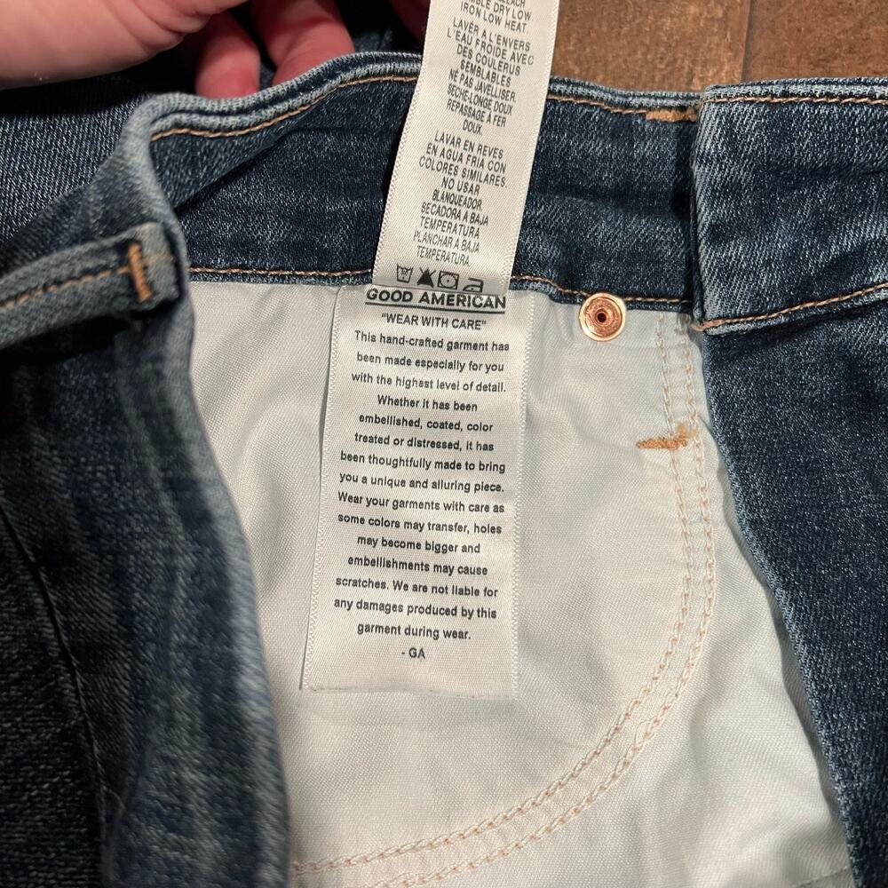 Good American Good Waist Chewed Hem Skinny Jeans Blue 349 - Picture 8 of 8